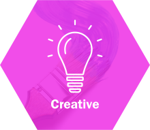 Pink icon, reads "Creative"