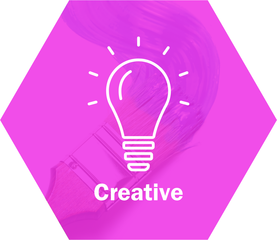 pink icon, reads "Creative"