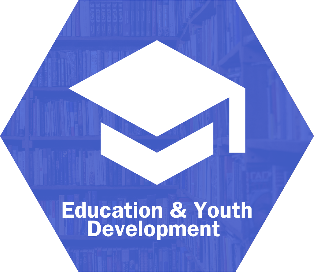 dark blue icon, reads "Education & Youth Development"