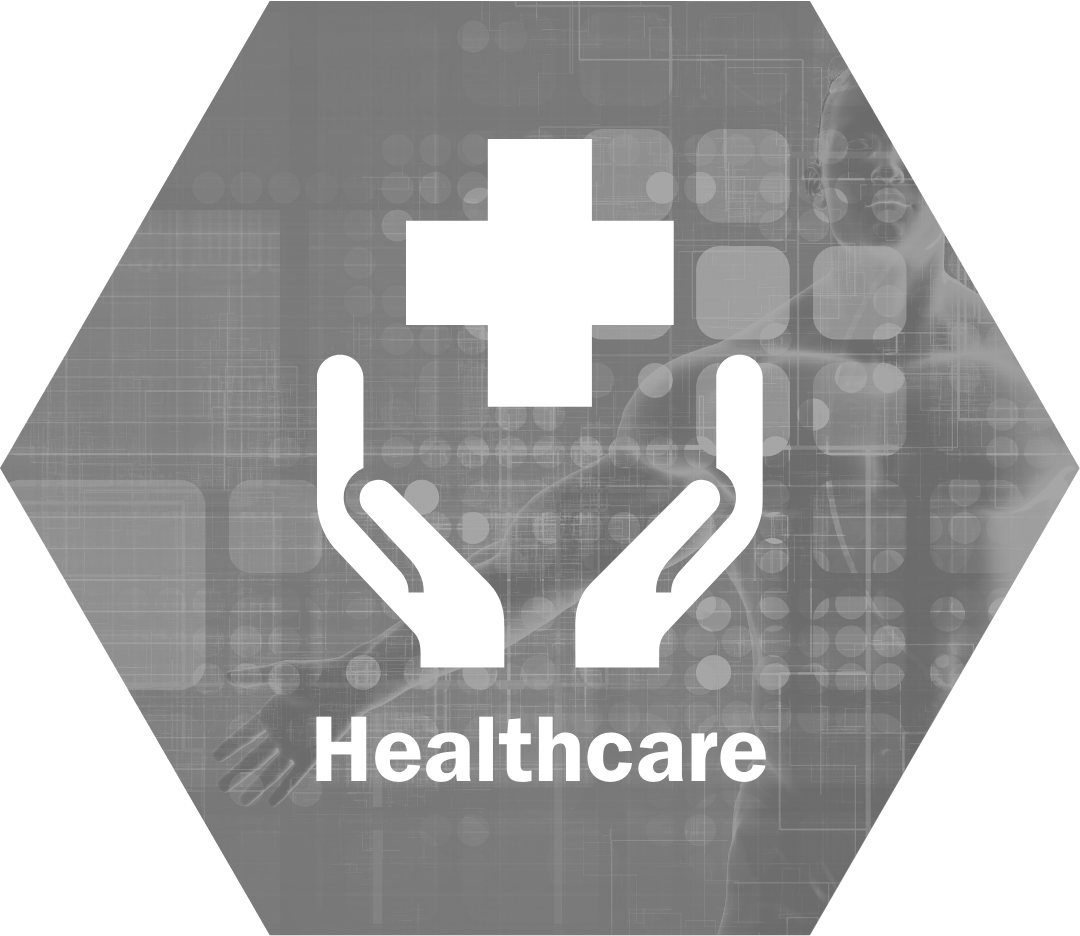 gray icon, reads "Healthcare"