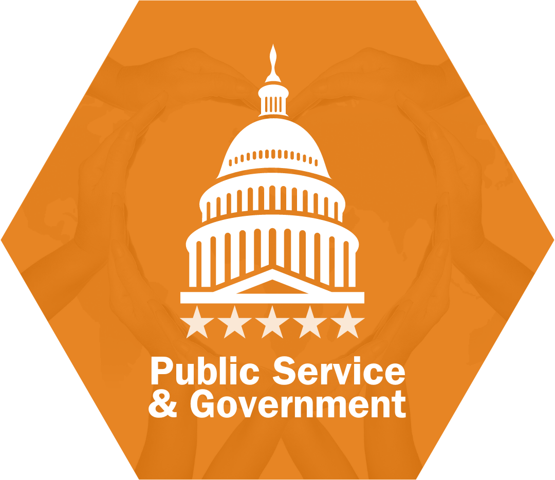 orange icon, reads "Public Service & Government"