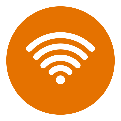 wifi symbol on orange background